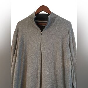 Eddie Bauer Wool Blend Quarter Zip Sweater 2XL Tall Gray Mens Casual Cotton